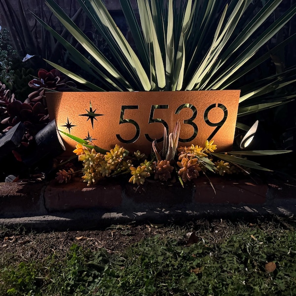 Modern Metal Address Yard Sign | Metal House Numbers With Stakes ...
