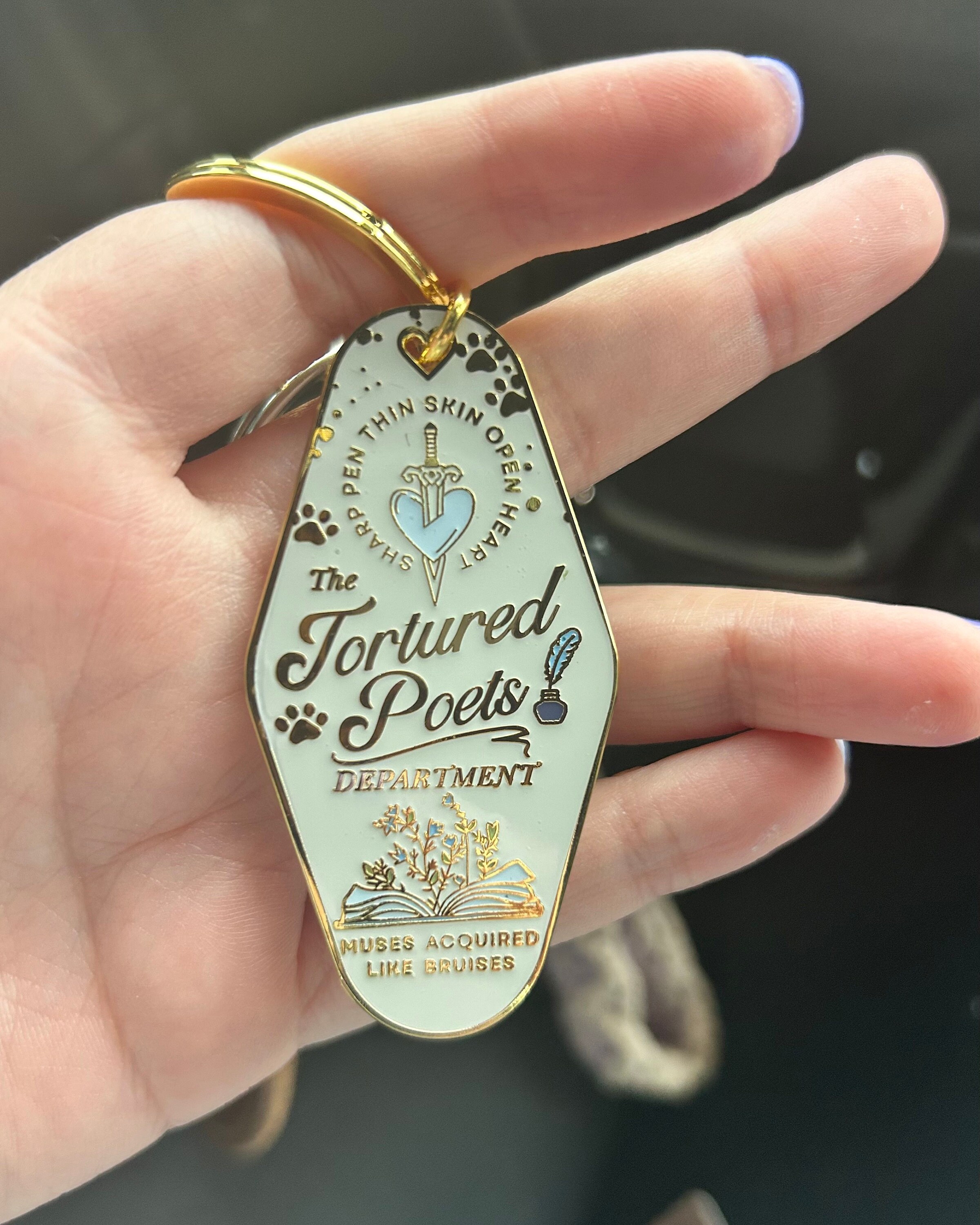 Poetry Department Mini Motel Enamel Keychain, Gift for Her