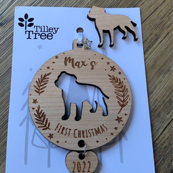 Personalised Dog First Christmas Pet Decoration Etsy UK