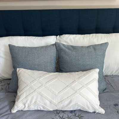 Navy Blue Herringbone Decorative Throw Pillow Cover - Etsy