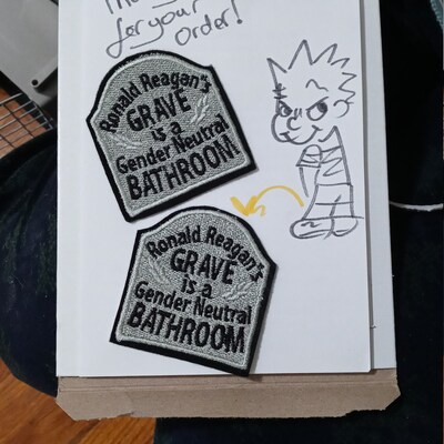 Ronald Reagan's Grave is a Gender Neutral Bathroom 65mm Iron on Patch - Etsy