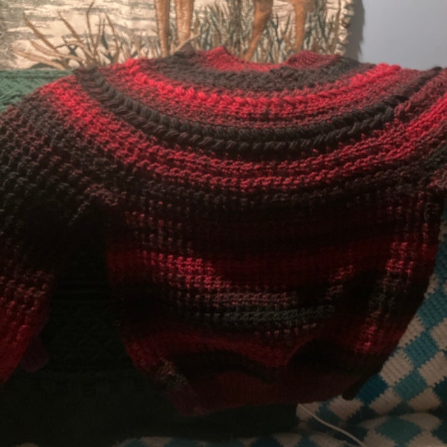 A customer's finished Macchiato Sweater Crochet Pattern PDF