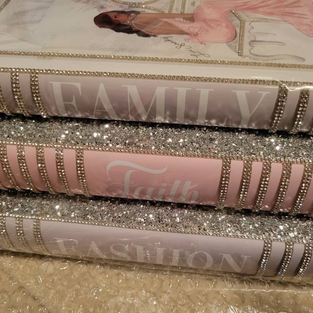 Glam Book Stack Create Your Own Character Pink/grey Lots of Sparkle and  Bling 