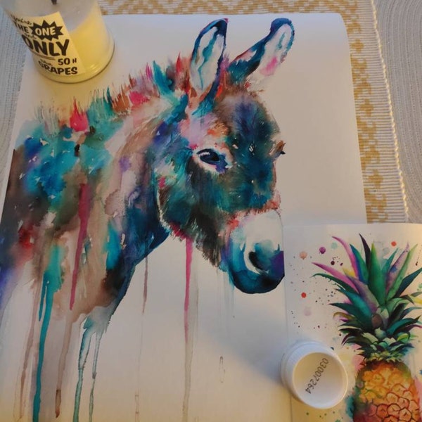Donkey Watercolor Painting Print by Slaveika Aladjova, Animal Art ...