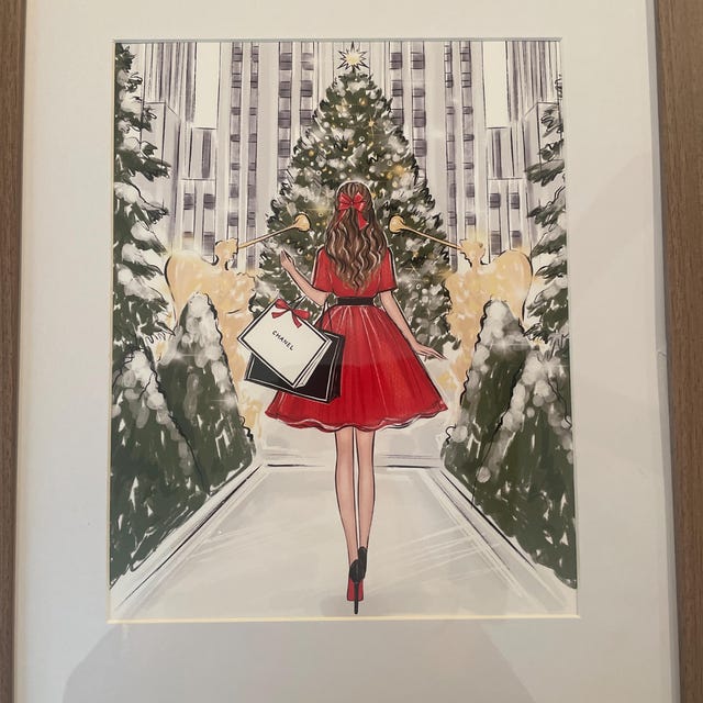 Christmas in New York Art Print Fashion Illustration, Rockefeller Center Christmas  Tree Print, Holiday Girly Sketch, Christmas Art Gift - Etsy
