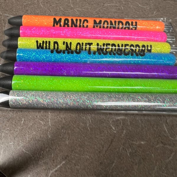 Black Checker Glitter Pen Set - Etsy