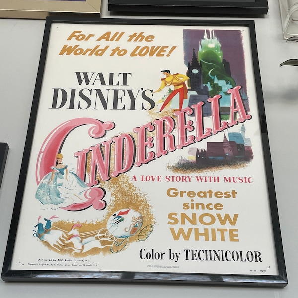 Cinderella Movie Poster Vintage Disney Movie Poster Classic Walt Disney ...