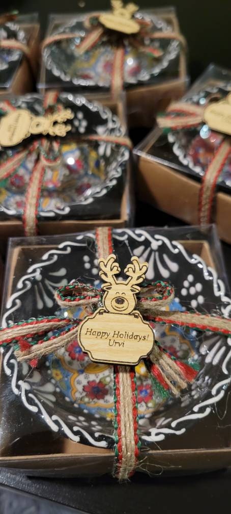 Personalized Christmas Gifts Turkish Cini Bowl, Bohemian Favors, Coworker Happy Holiday Favors, New Year Noel Xmas Gifts, Merry Christmas