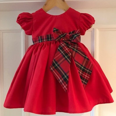 Red & Tartan Party Dress-baby Dress-red Dress-tartan Dress-girls Dress ...
