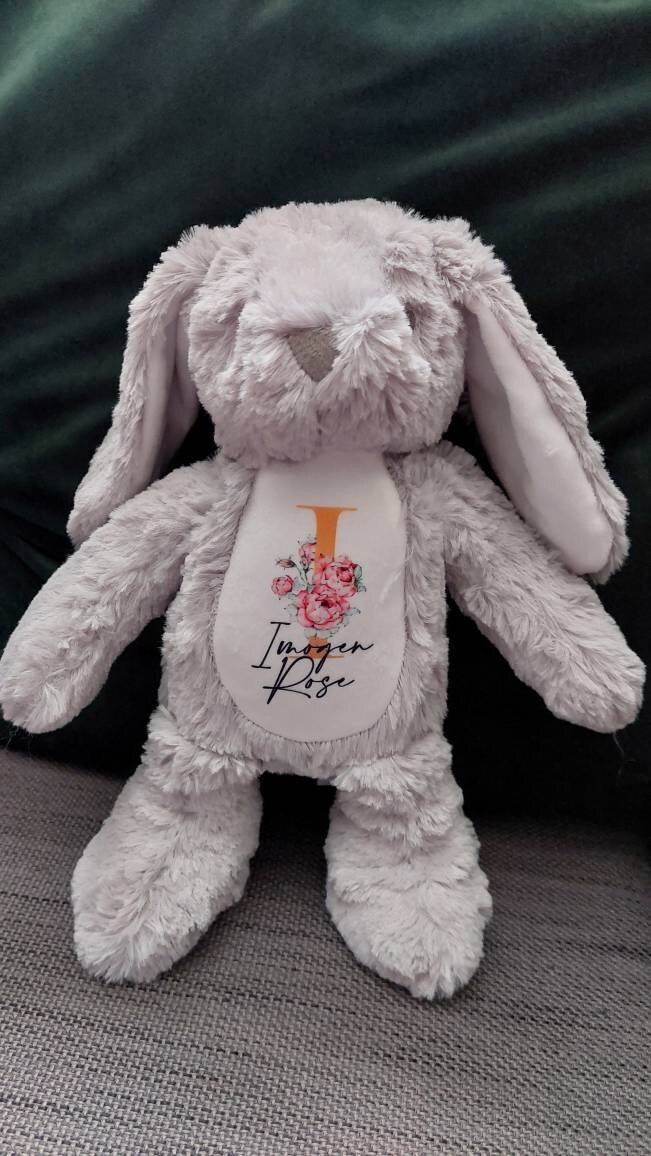 Personalised Bunny Rabbit, New Baby Gift, Personalised Plush Soft Toy, Your Name Teddy, Cuddly Toy, Girls and Boys Teddy Baby Shower Gift