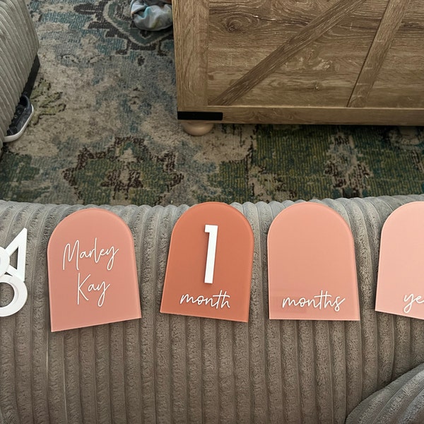 Terracotta Acrylic Baby Milestone Markers | Interchangeable Photo Props ...