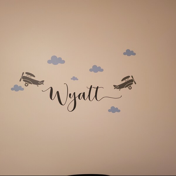 Airplane Wall Decals With Custom Name Decal. Nursery Wall Decals With Custom Nam