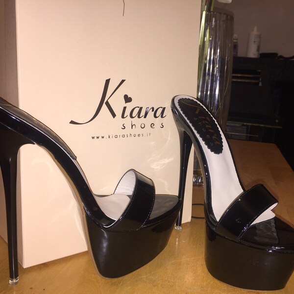 Kiara Shoes - Zoccoli Con Tacco A Spillo 17.5 Cm, Design Cubista, Made In Italy, Leggeri E Robusti
