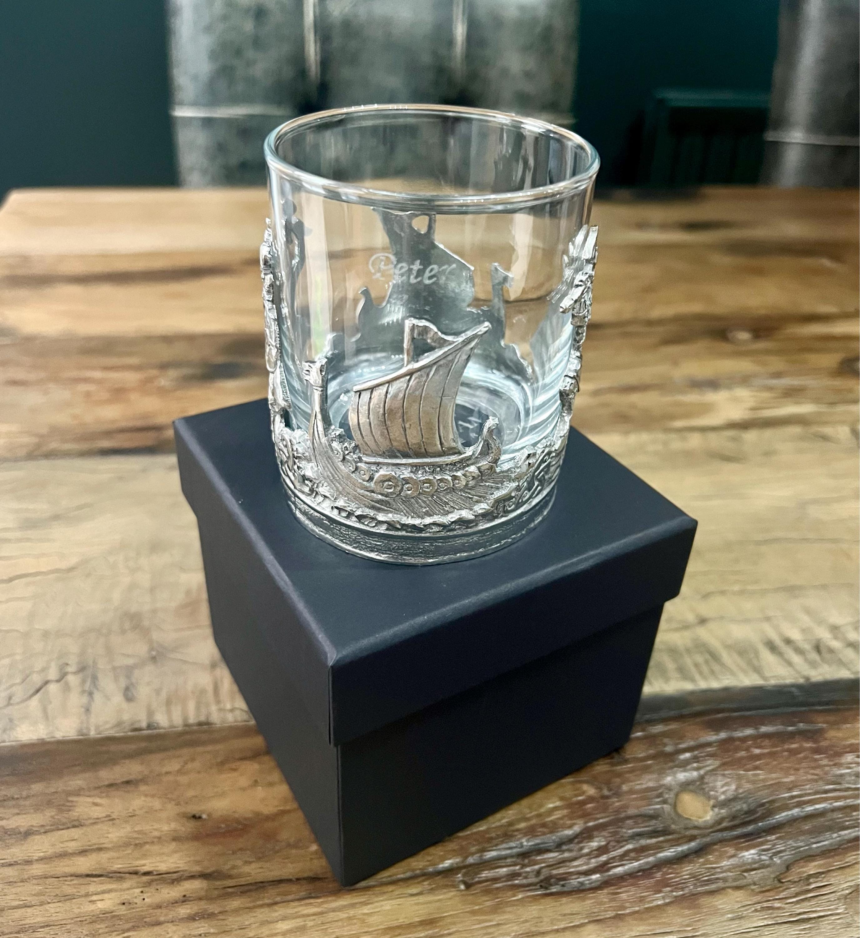Viking Whisky Tumbler | Norse-inspired Barware | Handcrafted by A E Williams Pewter | Can be engraved with a name of your choice