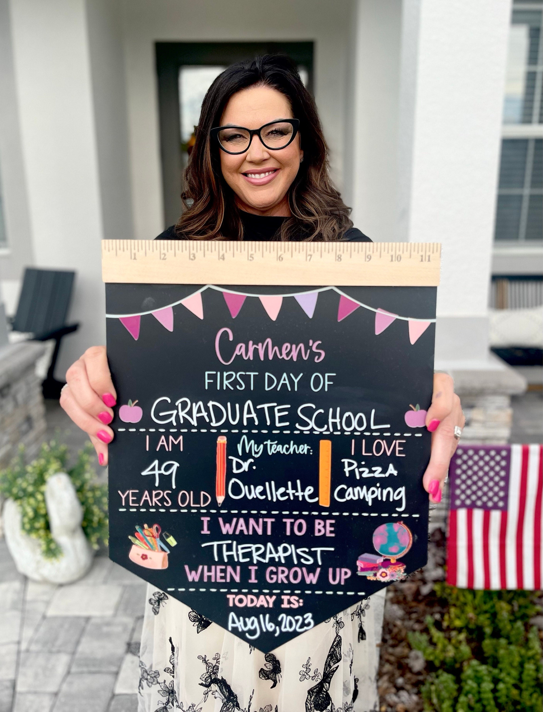 First Day of School Sign, Back to School Chalkboard, Reusable 1st Day Board, Last Day, Kindergarten, First Grade, Preschool, Ruler, BloomOwl
