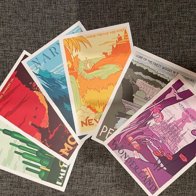 Fictional Travel Postcard Set | Literary Vintage Childhood Novels
