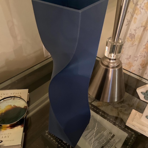 Tall Geometric Matte Navy Blue Vase or Centerpiece Modern Home Decor ...