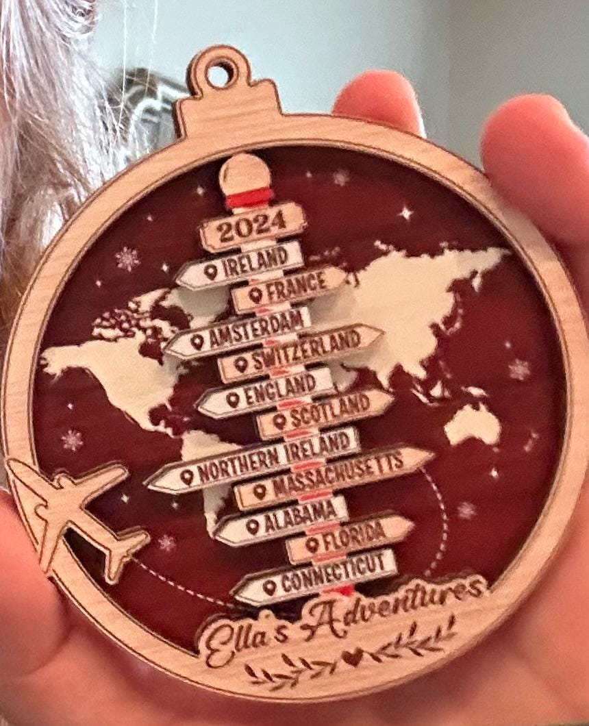 Personalized Travel Adventure Ornament, Custom Traveling Destination Ornament, Couple Traveling Destination, Travel Gift, Christmas Gift
