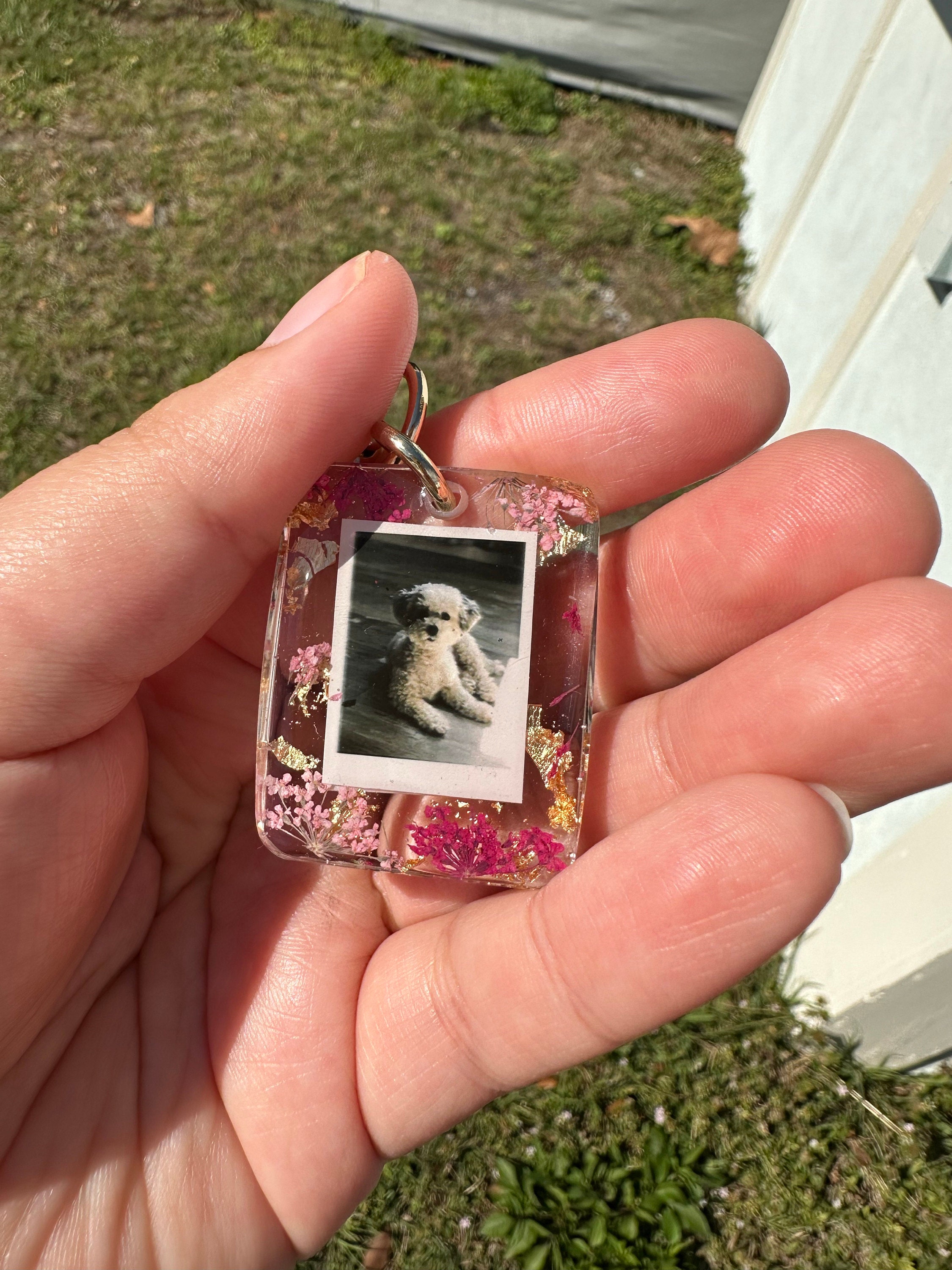 Personalized Photo Gold Keychain, Customize W/Your Photo,  Resin Photo Keychain, Personalized, Anniversary Gift, Photo Keychains, Pets