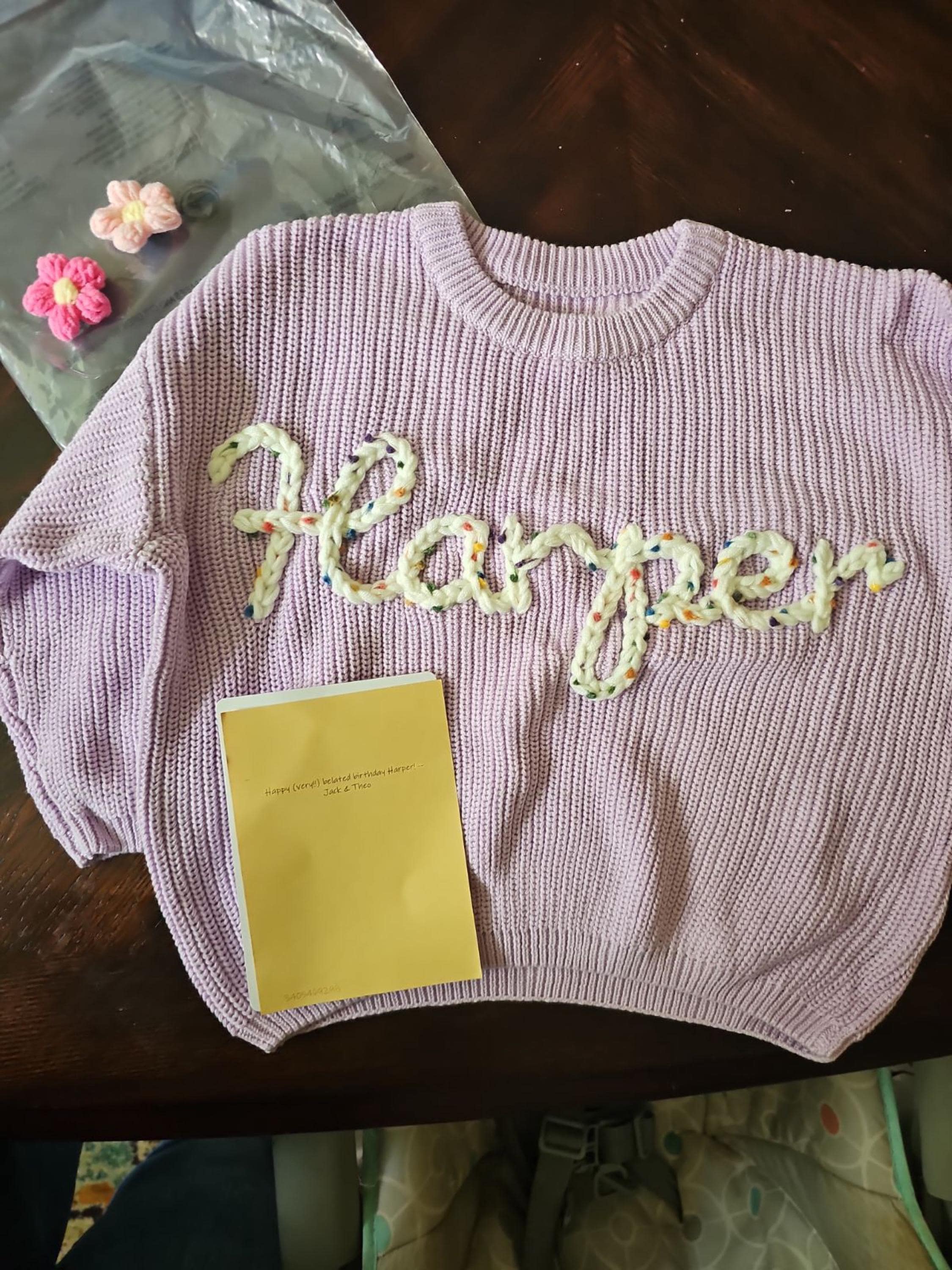 Custom Name Baby Sweater,Personalized Hand Embroidered Baby Sweater,Cute Baby Girls Sweater With Name,Baby Shower Gift,Christmas Gift Baby