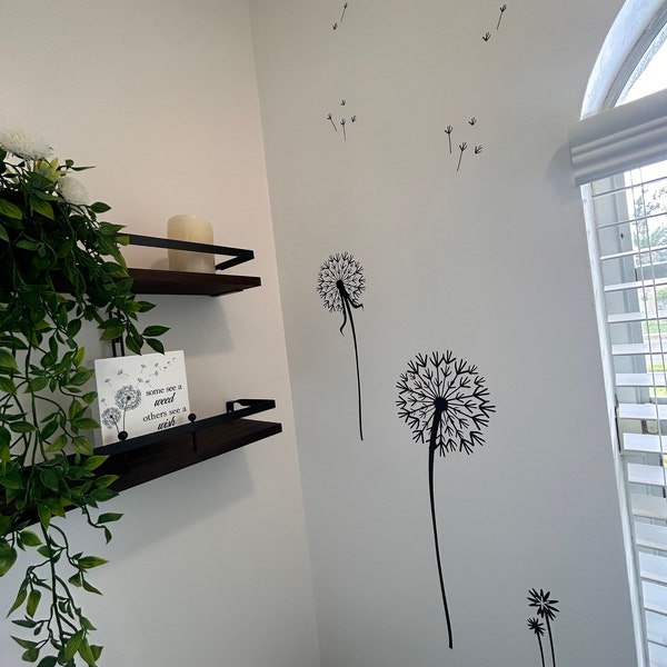 Dandelion Wall Decal Art Floral Floating Flower Wall Sticker Vinyl Home ...