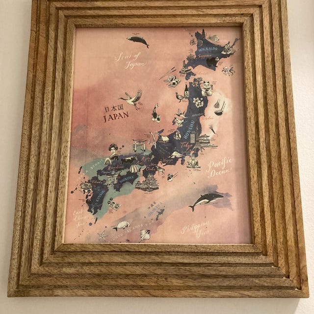 日本地図、アートプリント、日本のイラスト地図、旅行イラストポスター