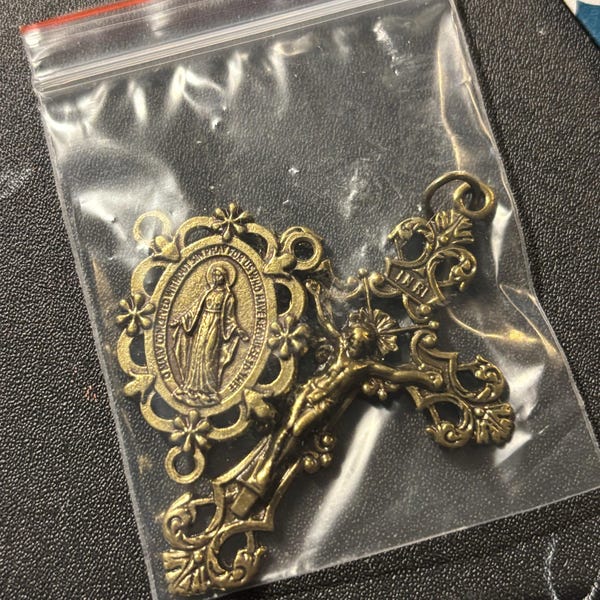 Roses Ornate Miraculous Medal Set Bronze Rosary Set25b - Etsy