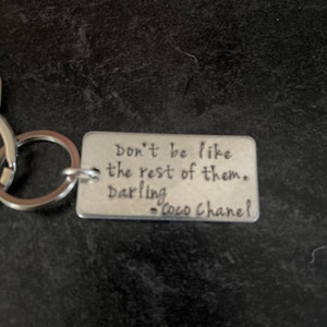 Coco Chanel Quote Key Ring Aluminium Key Chain Hand -  UK