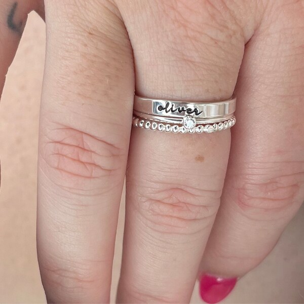 Gold Class Ring Set, Gold Filled Modern Class Rings, Personalized Graduation Gift for Her, High