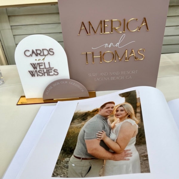 TRIO BUNDLE Acrylic Card Box +guestbook & Guestbook Sign, A4 Acrylic