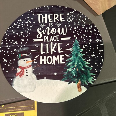 Round Door Hanger Christmas Snow Place Like Home Winter Snowman Dollar ...