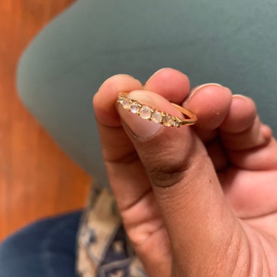 Tiny White Topaz Baguette Ring, 14k Gold