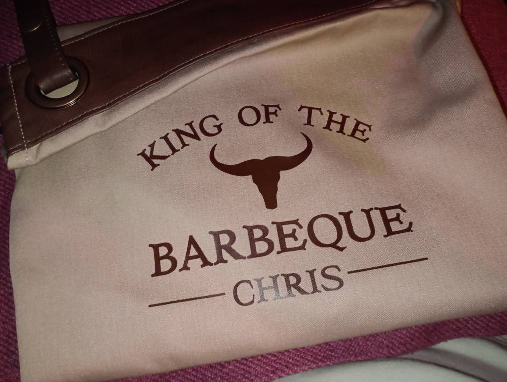 PERSONALISED BBQ APRON - Personalised Barbeque Apron - Faux Leather Butchers Style Apron - Grilling Apron - Mens Apron - Dad gift - Bull