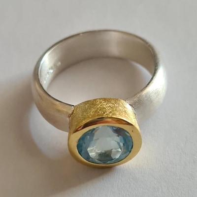 Aquamarine Ring Gold Silver Oval Light Blue - Etsy