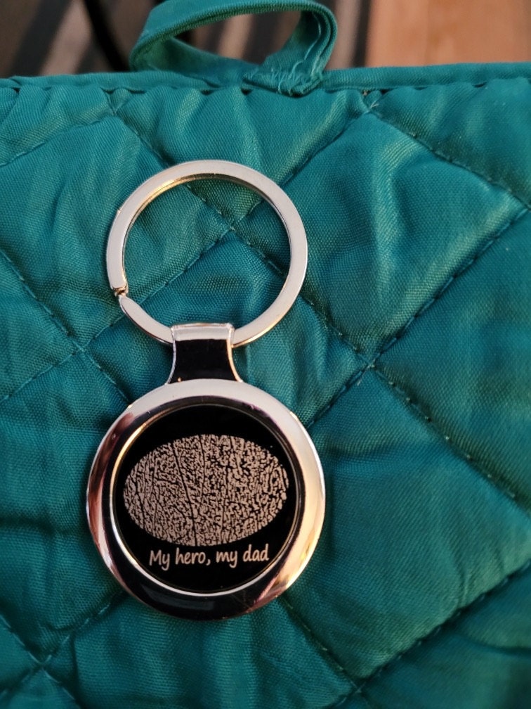 Personalized Name Keychain Custom Handwriting Key chain Engraved Fingerprint Keychain Memorial Keychain Personalized Jewelry