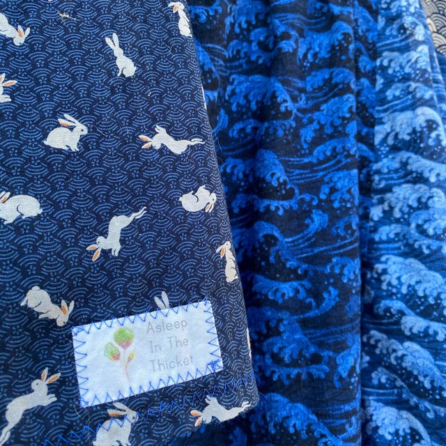 Sevenberry Bunnies and Waves Japanese Cotton Fabric 88227-4