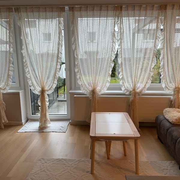 French Ruffle Cream Curtain