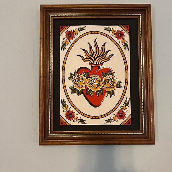 Sacred Heart Traditional Tattoo Flash Art Print - Etsy