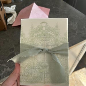 Vellum Jacket Printed Baroque Garden Arched Gate, Vellum Wrap for 5x7 Card, Wedding Invitation, Classic Wedding, DIY Invitation