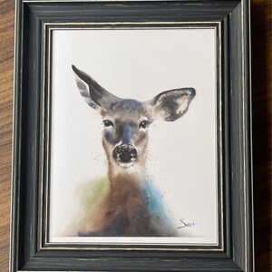 水彩画「鹿」 鹿の水彩画アートプリント - 鹿の絵画、森の動物の壁アート - Etsy 日本