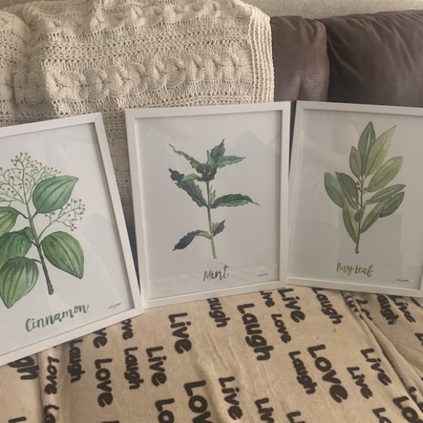 Set of 6 Herb Art Prints, Watercolor Painting, Herb Wall Art, Kitchen ...