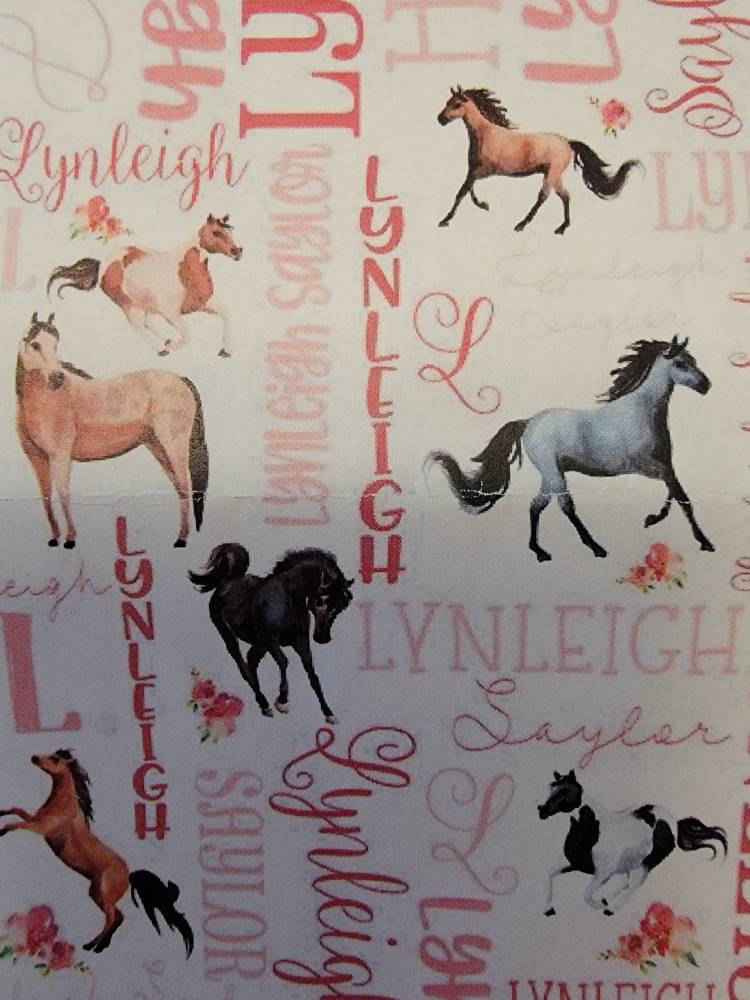 Personalized Horse Baby Blanket - Horse Sherpa Throw Blanket -  Personalized Baby Girl Blanket - Floral Horse Personalized Baby Blanket