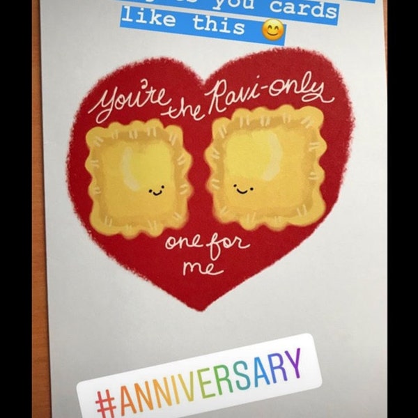 Funny Ravioli Pasta Love You Valentine Anniversary Pun Card - Card for ...
