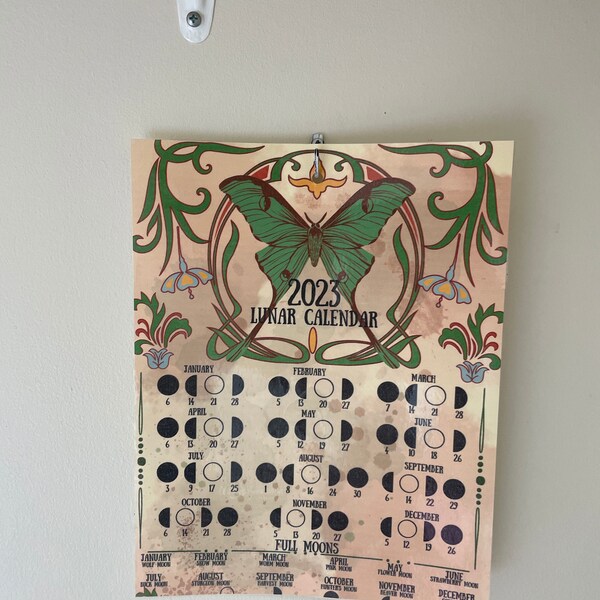 Lunar Calendar 2025 Celestial Theme Grimoire Book of Shadows Moon Cycle