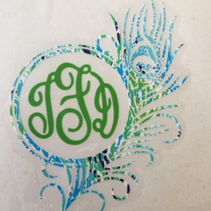 Download Peacock Monogram Feather Frame SVG DXF & PNG digital | Etsy