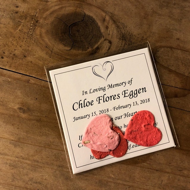 100 Plantable Memorial Cards with Flower Seed Paper Hearts