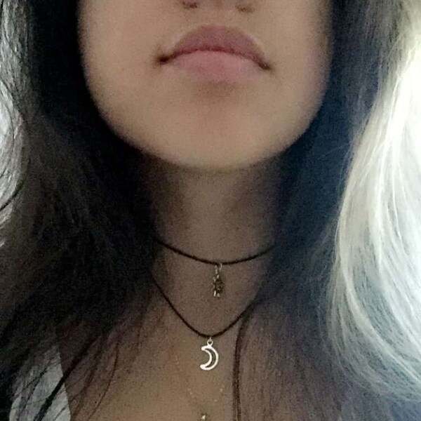 Double Choker Necklace Silver / Gold Sun and Moon Charms 90s Layered ...