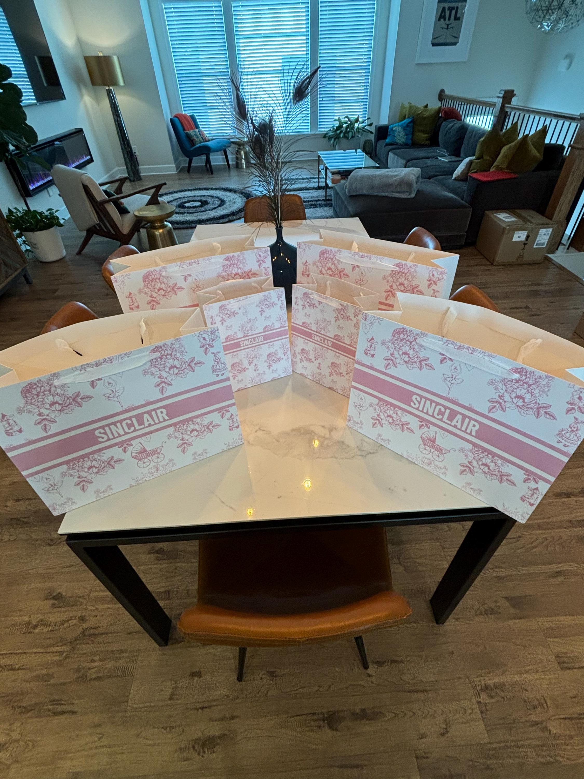 Benutzerdefinierte Toile De Jouy Geschenktüten | Personalisiert | Hochzeit | Brautjungfernantrag | Braut | Babyparty | Geburtstag | Junggesellinnenabschied