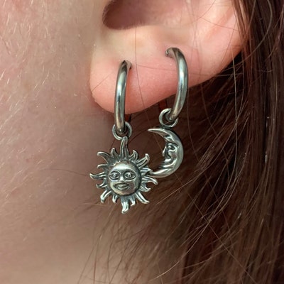 Sun and Moon Hoop Earrings Sun Hoop Earrings Hoop Earrings - Etsy