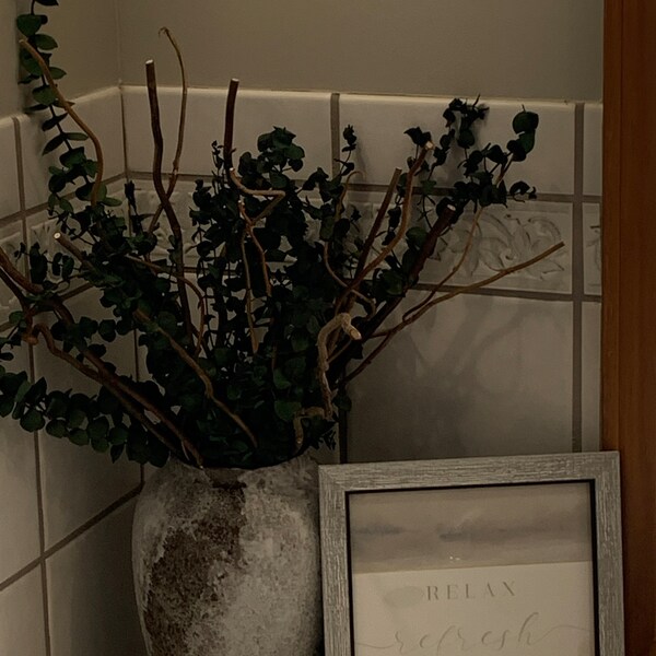 Spa Bathroom Wall Art | Blush Pink, Peach, and Gray Quote Decor for ...